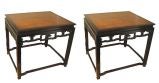 Pair of Burlwood Top Side Tables