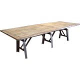 Iron Based Dining Table with Rustic Wood Top