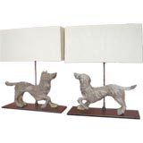 Pair of Animated Carved Wood Dog Lamps