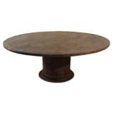 Round Walnut Dining Table on Industrial Base Round Walnut Dining Table on Industrial Base