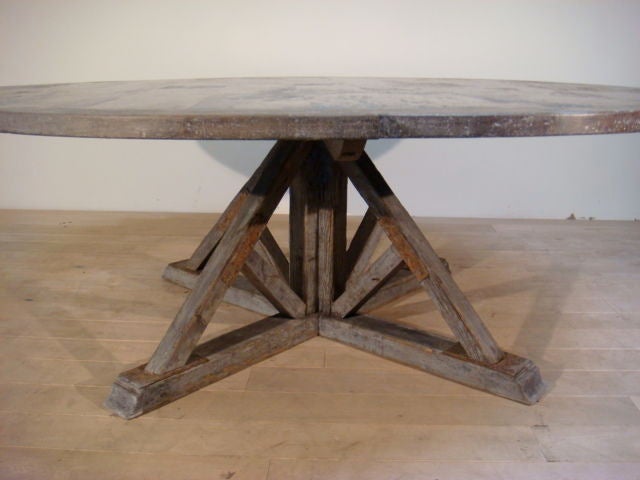 Round Walnut Top Dining Table