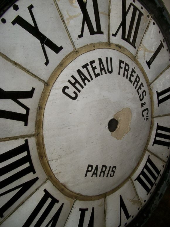 Large Enamel & Metal French 19c Clock Face