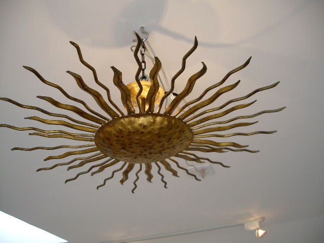 Spanish Gilt Metal 1940's Ceiling Fixture