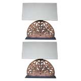 Pair of Perforated Half Round Iron Lamps