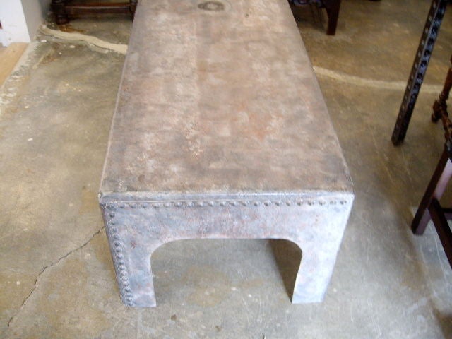 19th Century Riveted Galvanized Coffee Table