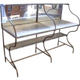 Antique Wrought Iron, Zinc and Mirrored Bank Counter