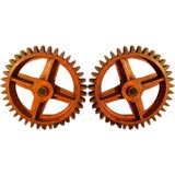 Orange Painted Wood Wheel Cogs