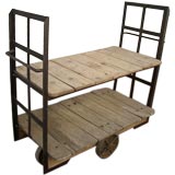 Antique Belgian Industrial Two Tier Cart