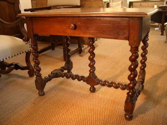 French 18th Century Five Leg Barley Twist Table