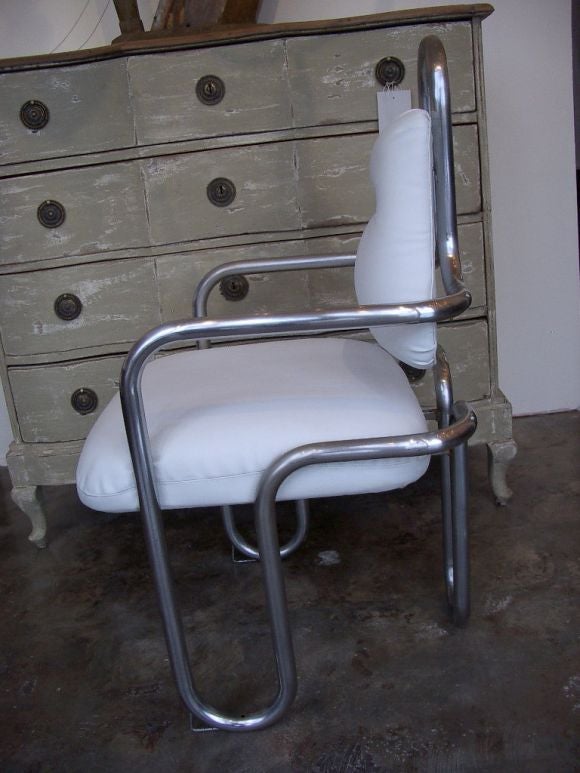 Japanese Pair of White Leather  Kwok Hoi Chan Chairs For Sale