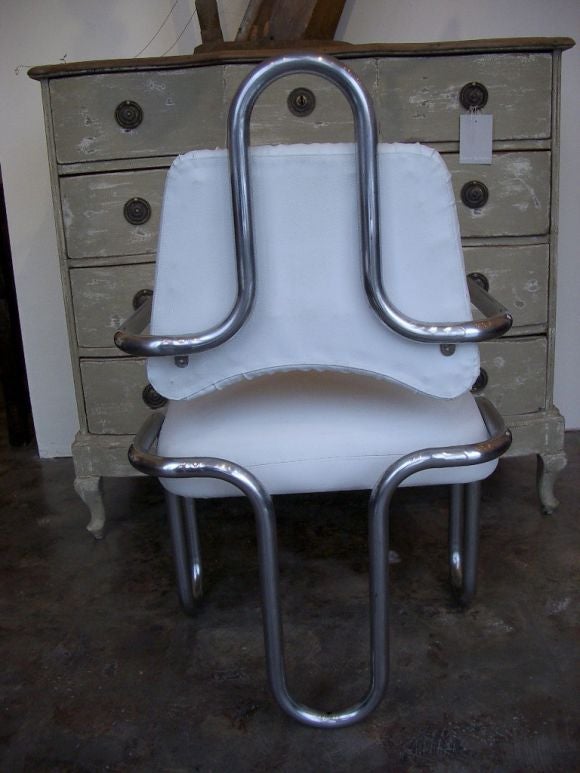 Pair of White Leather  Kwok Hoi Chan Chairs For Sale 1