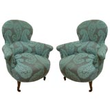 Pair of Upholstered Napoleon III Arm Chairs