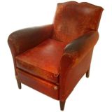 Red Leather Deco Club Chair