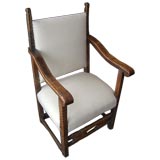 Spanish 17c Chip Carved Walnut Chair