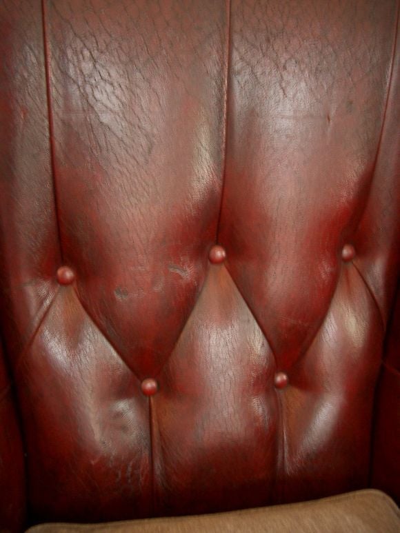 Pair Red Wingback Library Chairs 2
