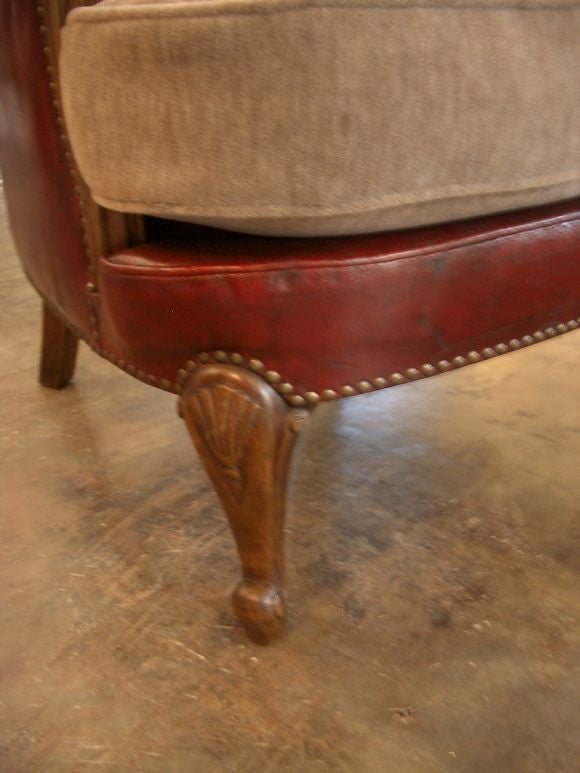 Pair Red Wingback Library Chairs 4