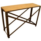Iron Base Console Table with Wood Top