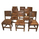 Set of 8 Circa 1900 Leather Dining Chairs
