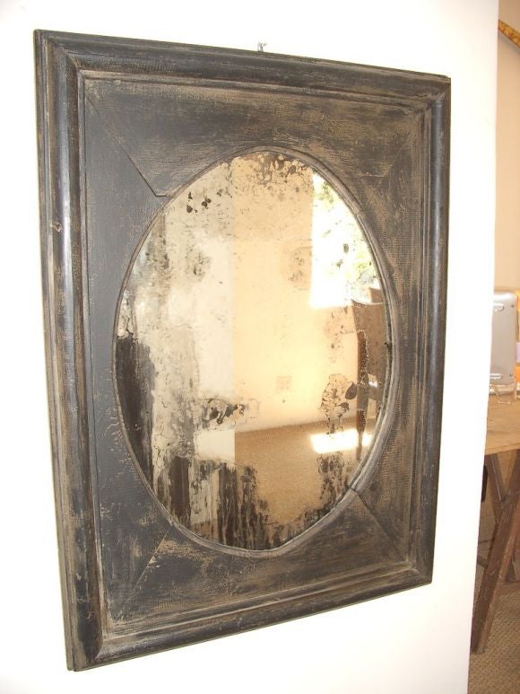 Large Wood Framed Oval Mirror