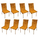 Set of 8 Wrought Iron Orange Pop-Art Side Chairs