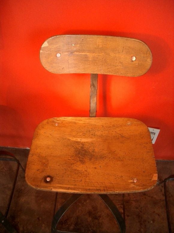 Assembled Set of Five French Industrial Stools
