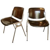 Pair of Stacking Wood Castelli Chairs