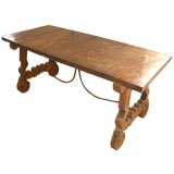 Spanish Chestnut Dining or Library Table Antique Spanish Chestnut Dining or Library Table