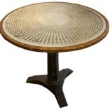 Round Mirror Topped Table with Iron Pedestal Base