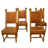 Set of Four 19c Italian Leather Chairs Set of Four 19c Italian Leather Chairs