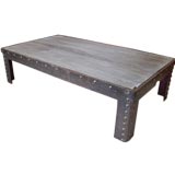 Riveted Iron Coffee Table With Wood Top