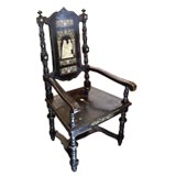 Italian Ebonized Chair with Inlaid Ivory