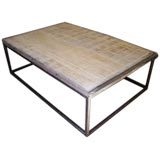Iron Based Coffee Table with Rustic Wood Top