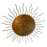 Gilt Metal 1940's Hanging Pendant Sun Fixture
