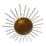 Gilt Metal 1940's Hanging Pendant Sun Fixture