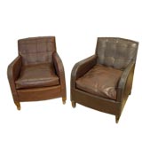 Matched Pair of Leather Club Chairs