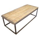 Iron Base Coffee Table with Rustic Wood Top