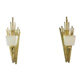 Pair of Gilt Wood Architectural Sconces