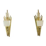 Pair of Gilt Wood Architectural Sconces