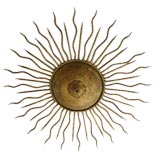 Gilt Metal 1940's Hanging Pendant Sun Fixture