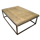 Iron Base Coffee Table with Rustic Wood Top