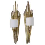 Pair of Gilt Wood Architectural Sconces