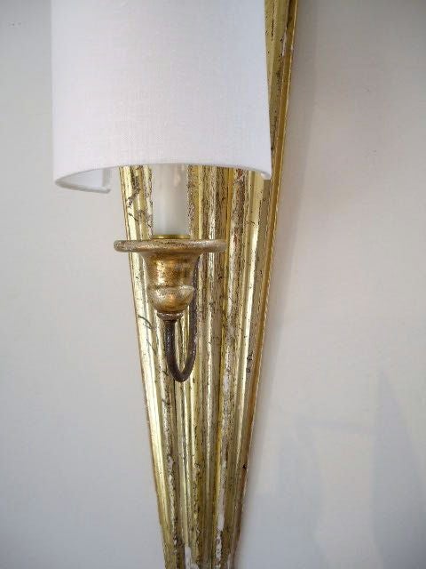 Pair of Gilt Wood Architectural Sconces