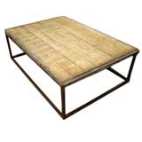 Iron Based Coffee Table with Rustic Wood Top