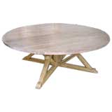 Antique Round Walnut Top Dining Table