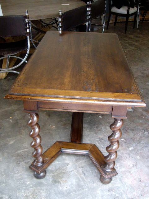 Walnut 19th Century  Side Table with Barley Twist Legs
