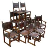 Set of Twelve Leather Dining Chairs, circa 1900