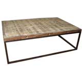 Iron Based Coffee Table with Rustic Wood Top
