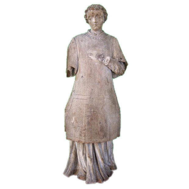 Carved 18th Century Wood Figure of a Saint