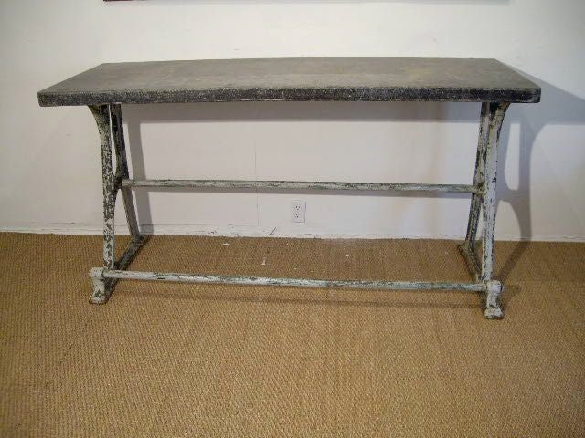 French Iron Console with Thick Bluestone Top