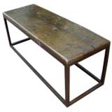 Iron Base Coffee Table With Old Walnut Top